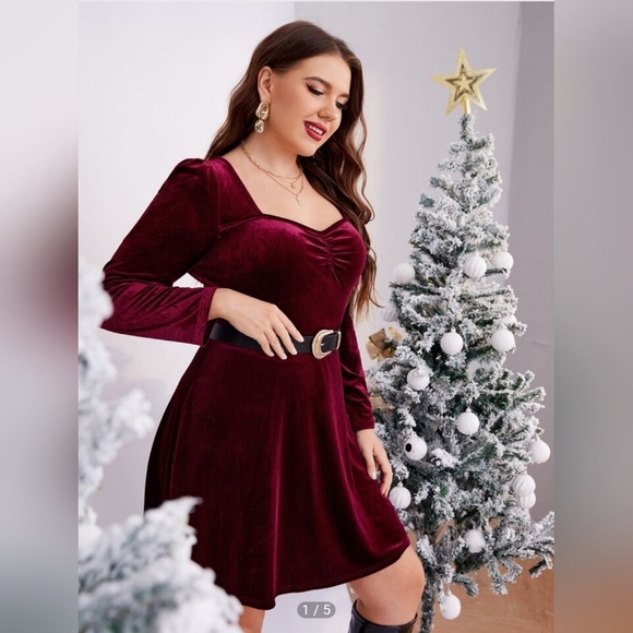 Ruched Sweetheart Neck Velvet Velour Dress Burgundy Whimsigoth Fairygrunge M - Picture 4 of 5